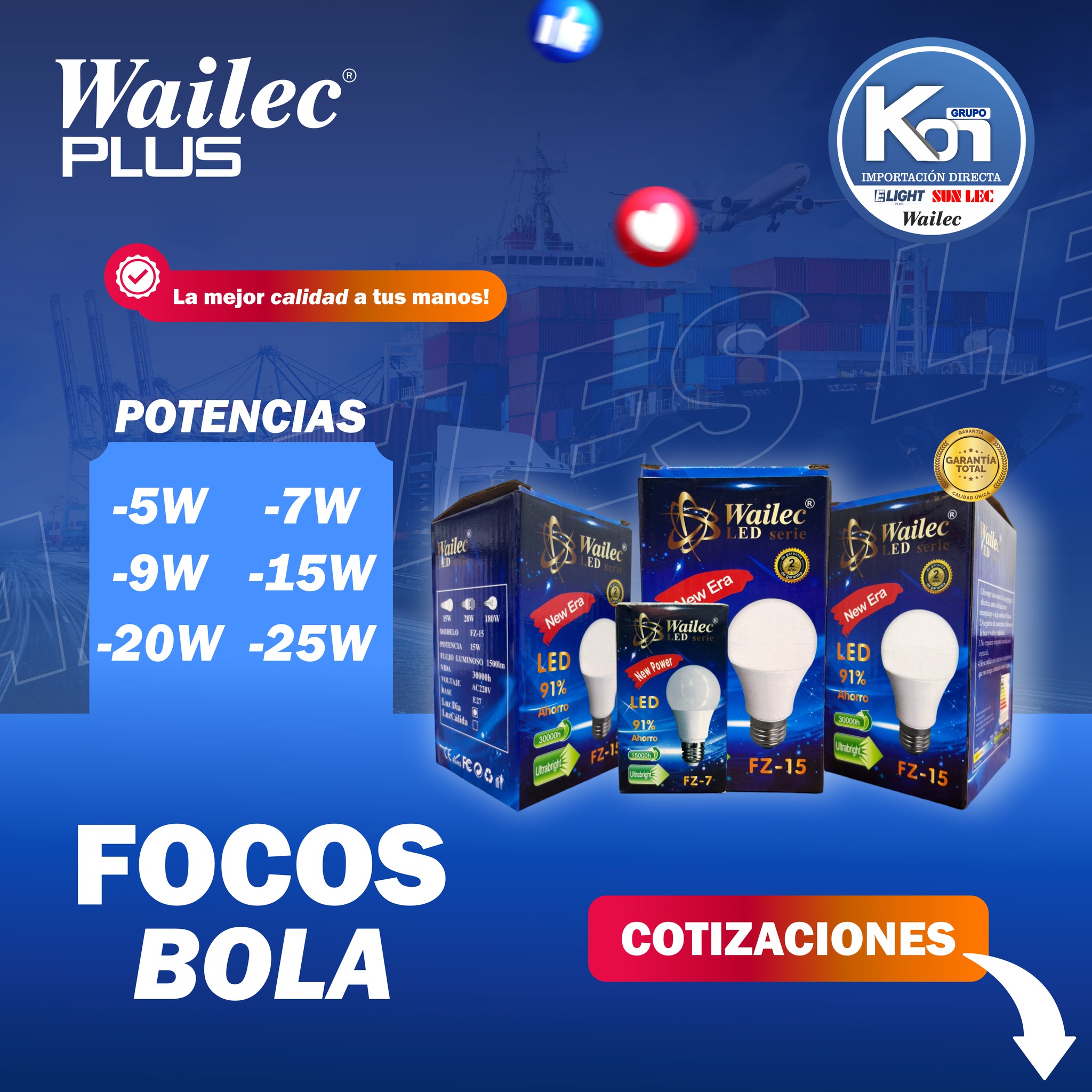 FOCOS WAILEC BOMBILLO 9 W